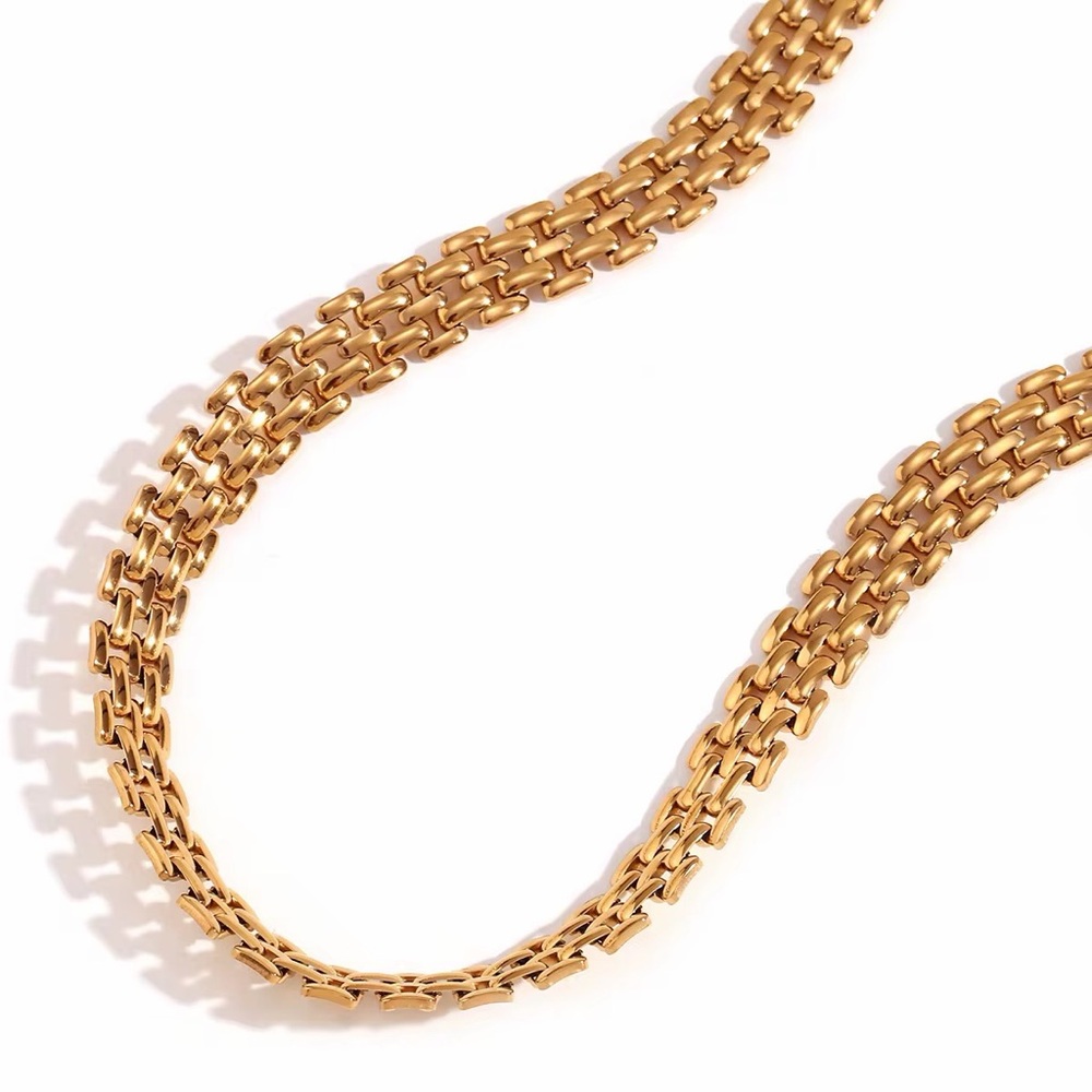 Gold Multi-Row Chain Choker Necklace - Women Jewelry - Picture 4 of 8